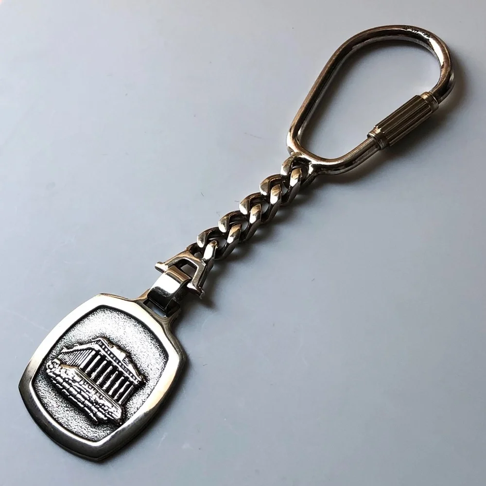 sterling silver keychain Parthenon Greek screw closure 925 Athenian Acropolis